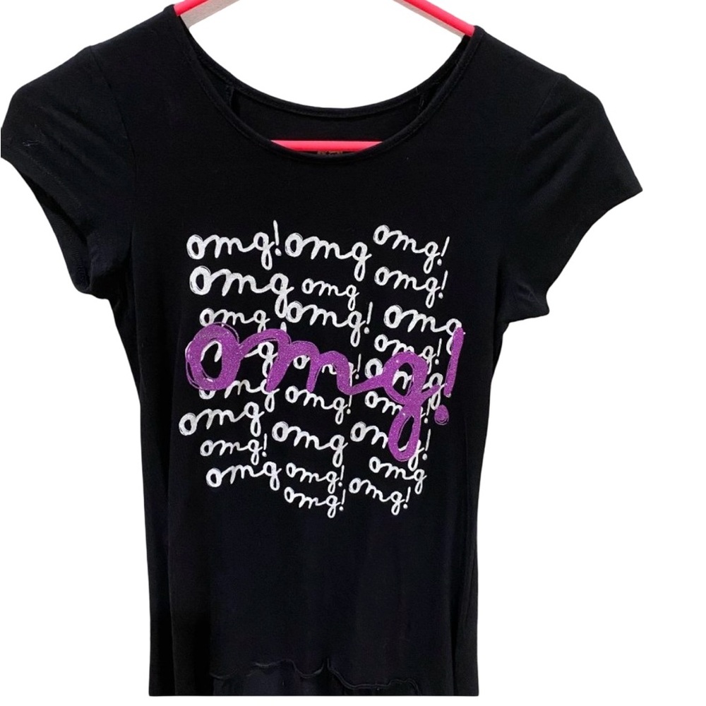 Total Girl fun "OMG" short sleeve black shirt sz 14